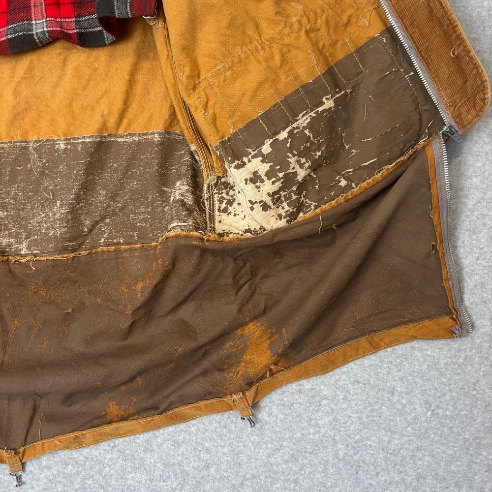 Vintage 70s Black Sheep Beige‎ Canvas Hunting Field Coat Large Distressed Jacket - Picture 15 of 16